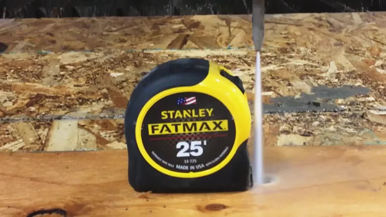 Video thumbnail for Stanley Fatmax Tape Measure: Waterjet Cutting & Strength Test