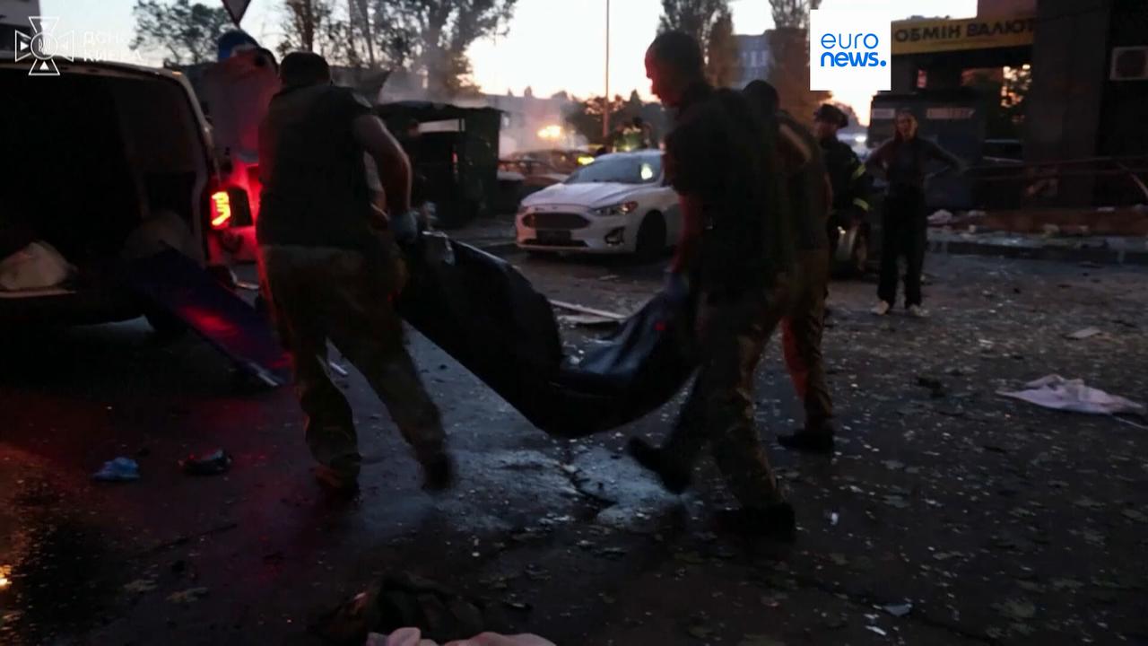 Video thumbnail for Russian ballistic missile strikes on Kyiv kill nine and injure more than 30