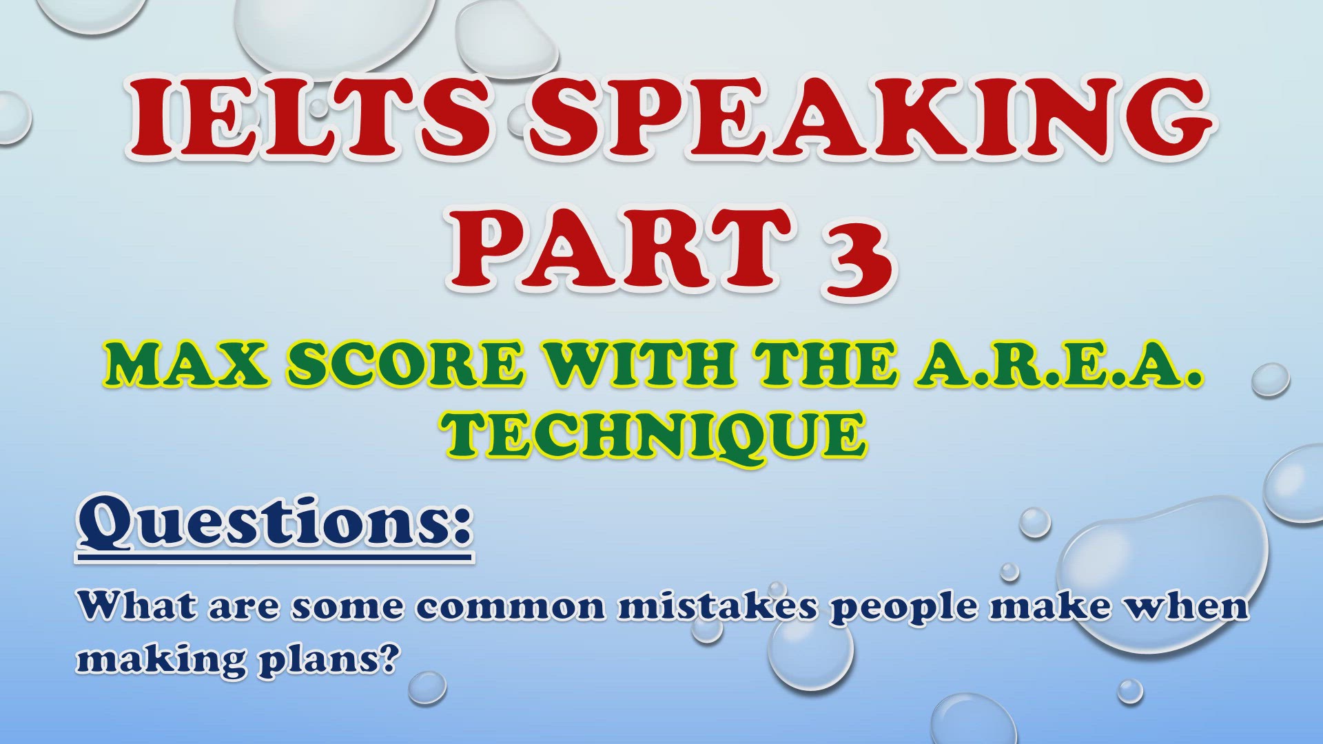 'Video thumbnail for What are some common mistakes people make when making plans? - IELTS Speaking Part 3'