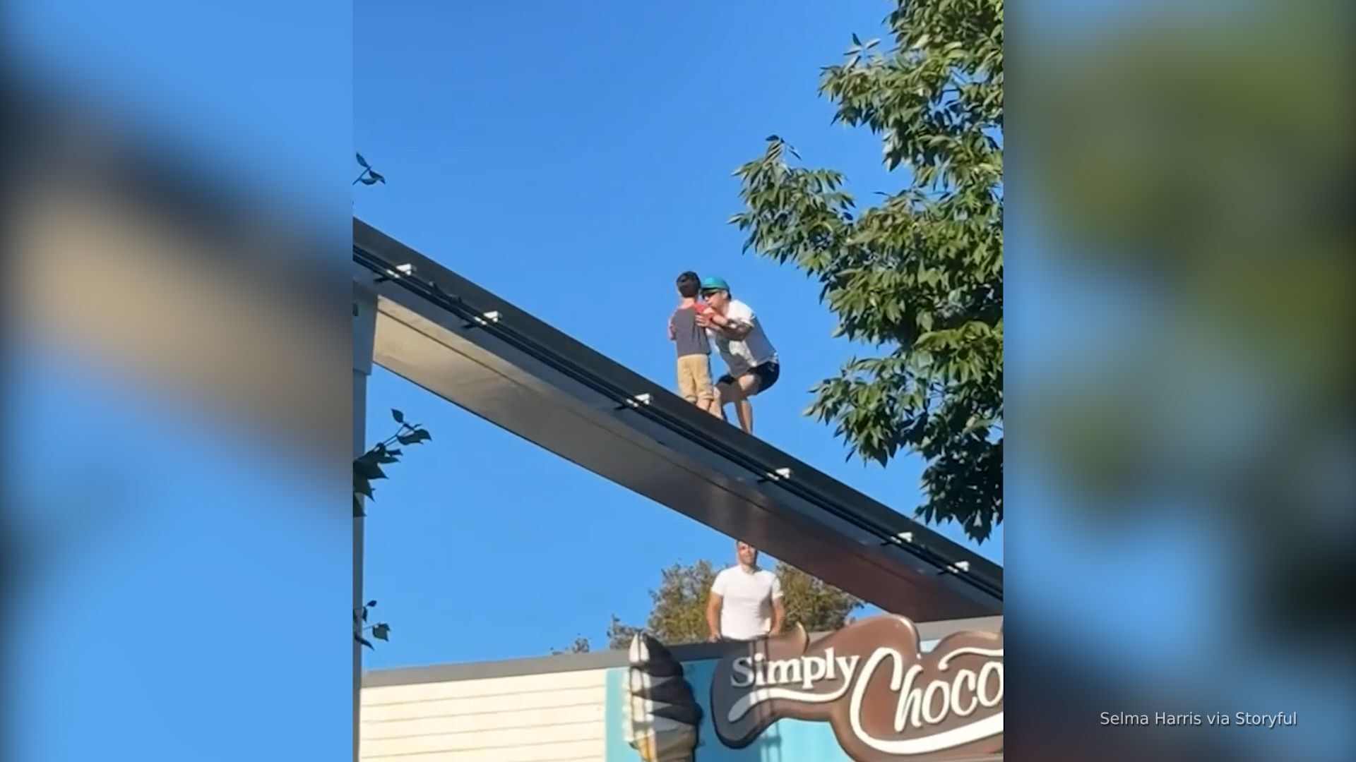 'Video thumbnail for Man saves boy from amusement park monorail track'