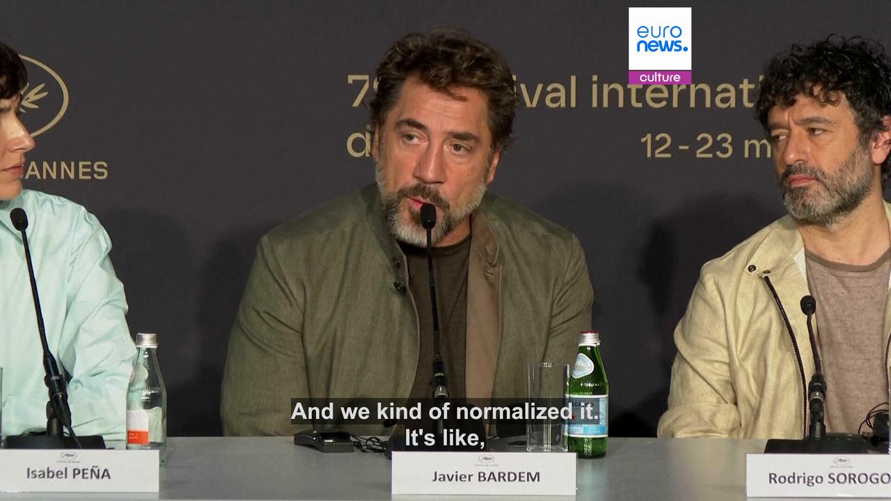 Video thumbnail for Macho men: Javier Bardem hits out at Trump, Putin and Netanyahu for 'male toxic behaviour'