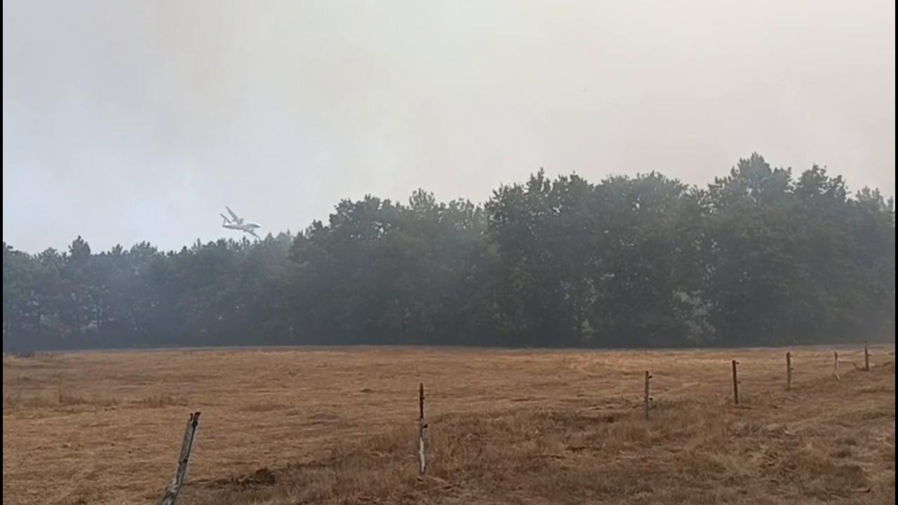 Video thumbnail for France: Firefighters continue battling wildfire in southwestern France.