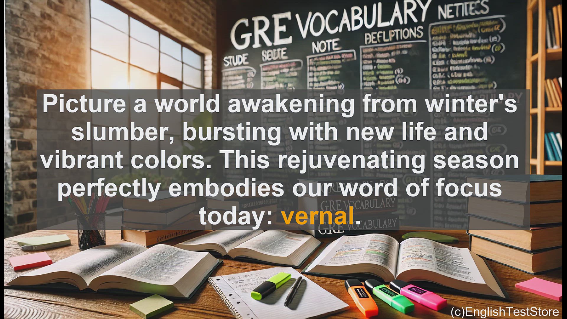 'Video thumbnail for GRE Vocabulary Lesson: Embracing the Essence of Spring - Exploring the Meaning of 'Vernal''
