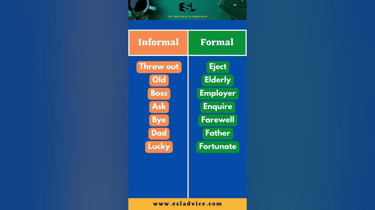 'Video thumbnail for Informal VS Formal English || Part 5 || ESL Advice'