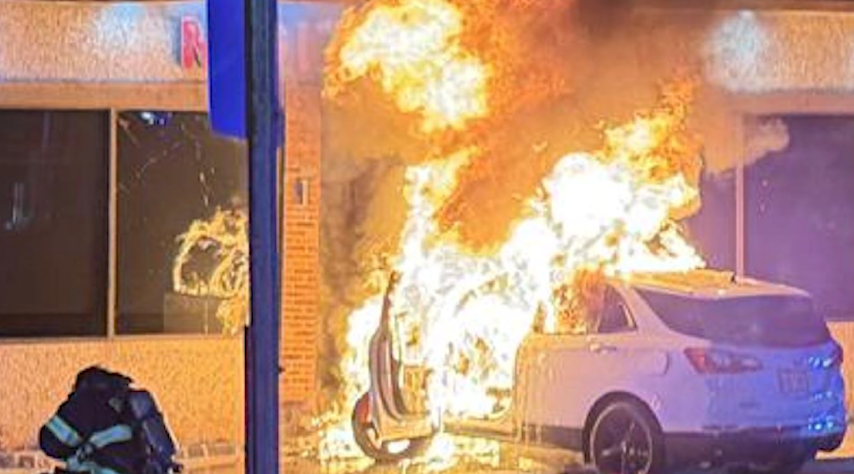 Video thumbnail for Driver charged with DWI after SUV crashes into River Edge building and catches fire