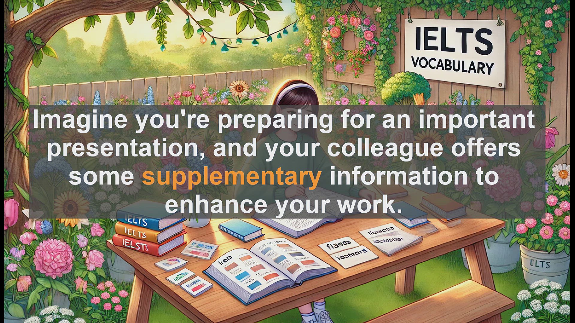 'Video thumbnail for 2500 Must Know IELTS 6.5 Vocabulary - What Does 'Supplementary' Mean? Boost Your IELTS Score'