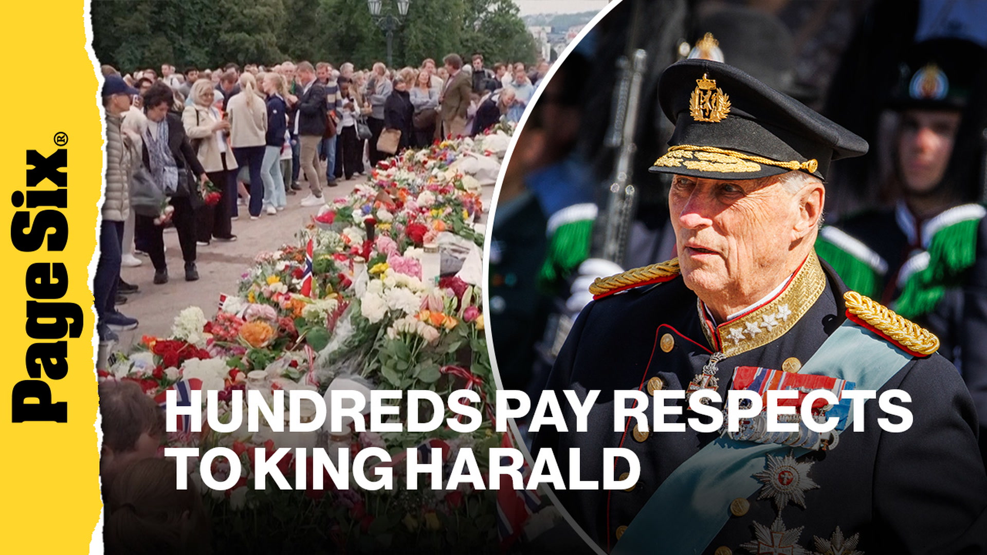 Video thumbnail for Hundreds lay flowers at Oslo Palace to pay respects to Norway's late King Harald