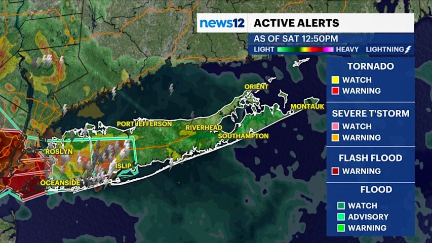 Video thumbnail for STORM WATCH: Smoke & strong storms on Long Island; flood advisory issued