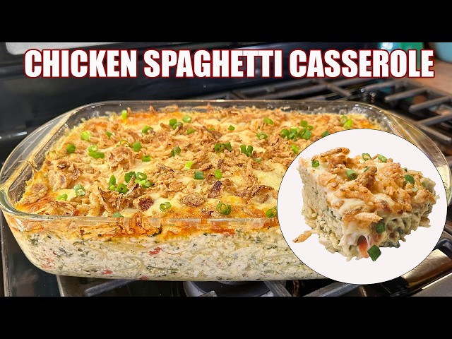 Video thumbnail for CREAMY CHICKEN SPAGHETTI CASSEROLE Delicious Easy Weeknight Meal