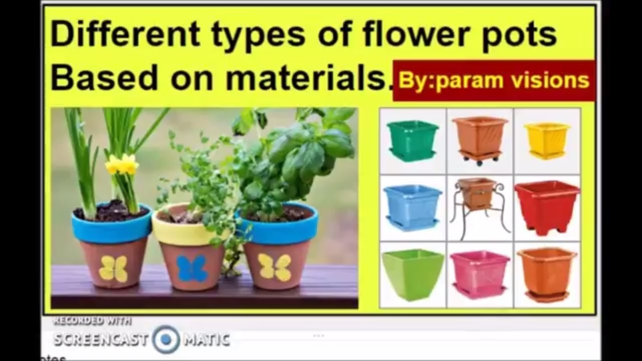 'Video thumbnail for Different types of flower pots based on materials/Varieties of flower pots/ Types of garden pots'