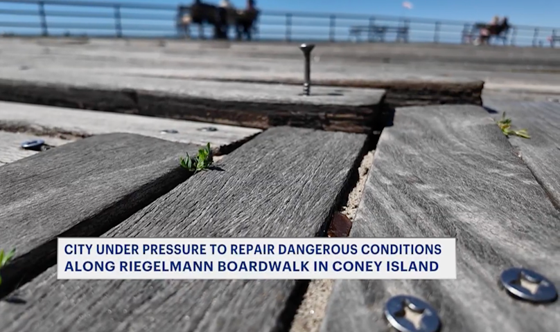 Video thumbnail for Residents, lawmaker call for immediate repairs to dangerous sections of Riegelmann Boardwalk