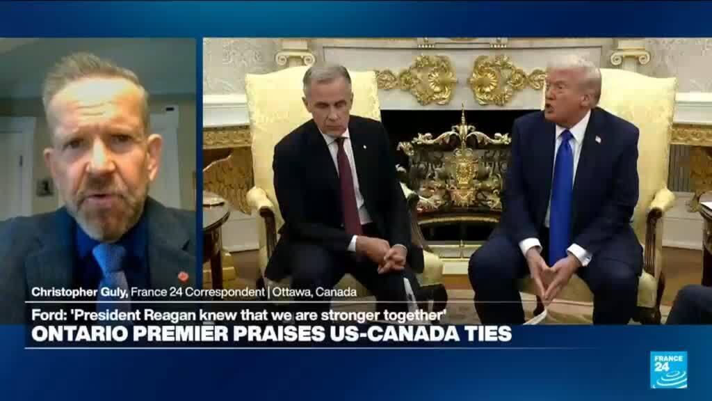 'Video thumbnail for Trump says trade talks with Canada 'terminated' over anti-tariffs advert'