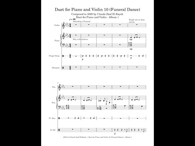 Video thumbnail for Claude Ziad El-Bayeh - Duet for Piano and Violin 10 (Funeral Dance)