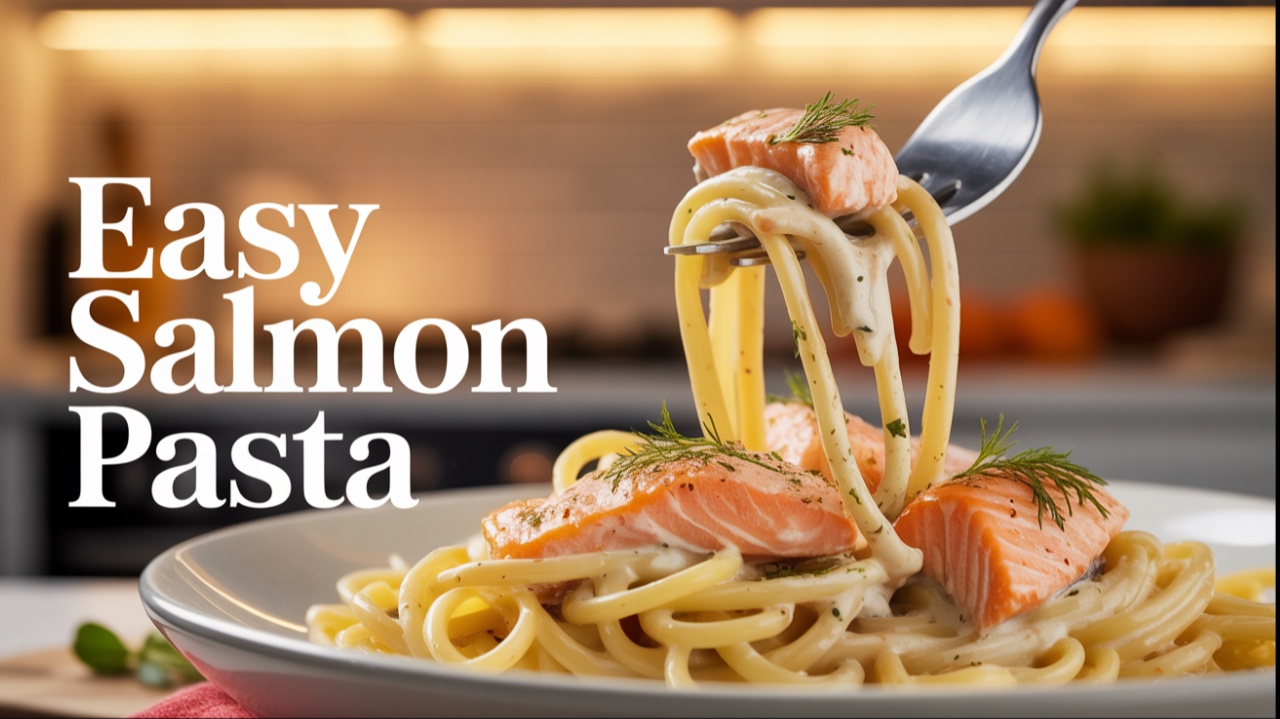 Video thumbnail for Creamy Salmon Pasta Recipe | Easy 20-Minute Gourmet Dinner