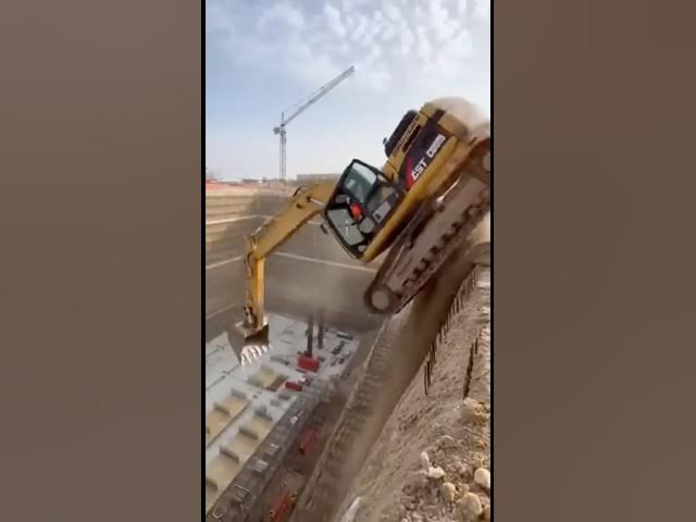 Video thumbnail for Construction Goes Wrong Fast — Excavator Slides Off and Crashes Below
