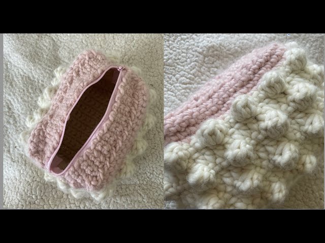 Video thumbnail for Crochet bobble stitch pouch/ makeup bag #crochet #crochetpouch