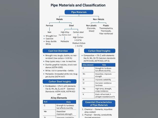 Connection Pipes Classification Infographic Format: “Pipe Materials and Classification” Pipe Materials ...