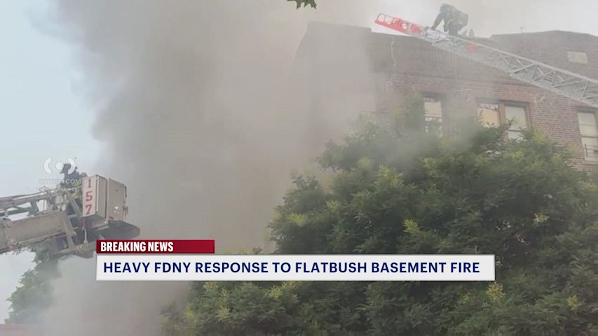 Video thumbnail for Flames erupt in basement of Flatbush building
