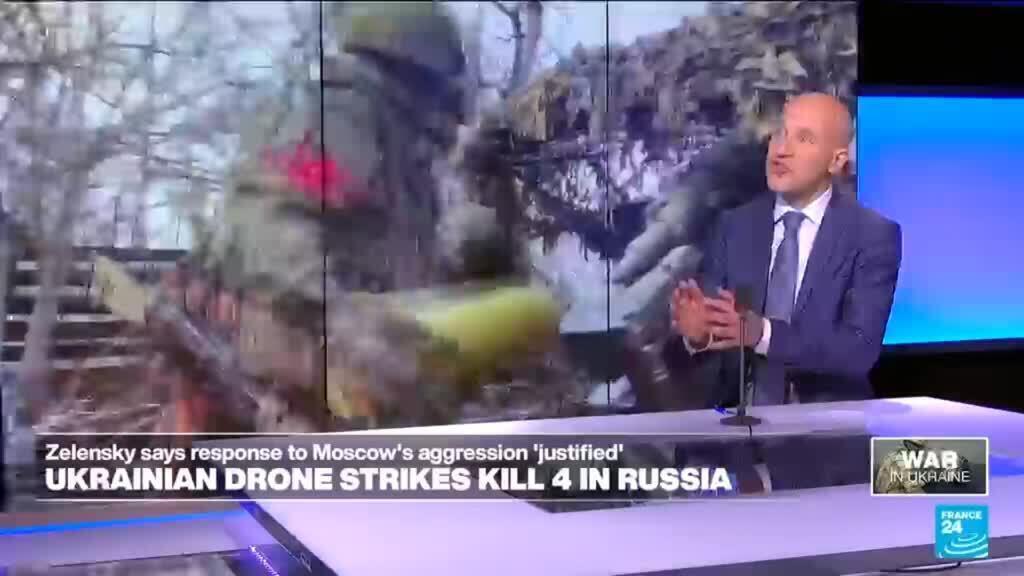 Video thumbnail for Ukraine strikes Russia: Zelensky says response to Moscow's agression 'justified'
