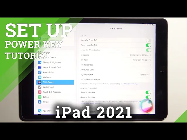 Video thumbnail for How to Link/Unlink Siri with Power Key on iPad 2021 - Manage Siri Settings