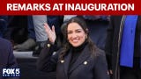 Video thumbnail for FULL: Alexandria Ocasio-Cortez's speech at Mamdani's inauguration