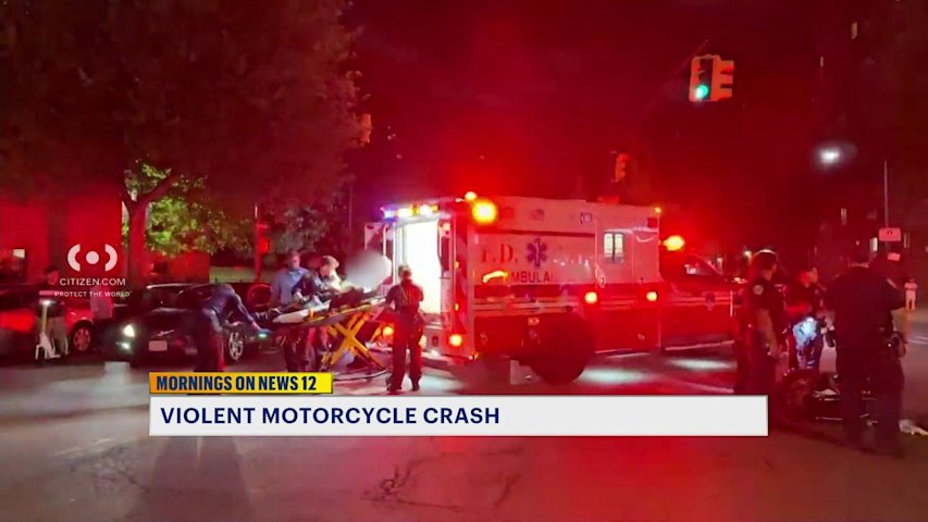 Video thumbnail for One person hospitalized after violent motorcycle crash in Parkchester