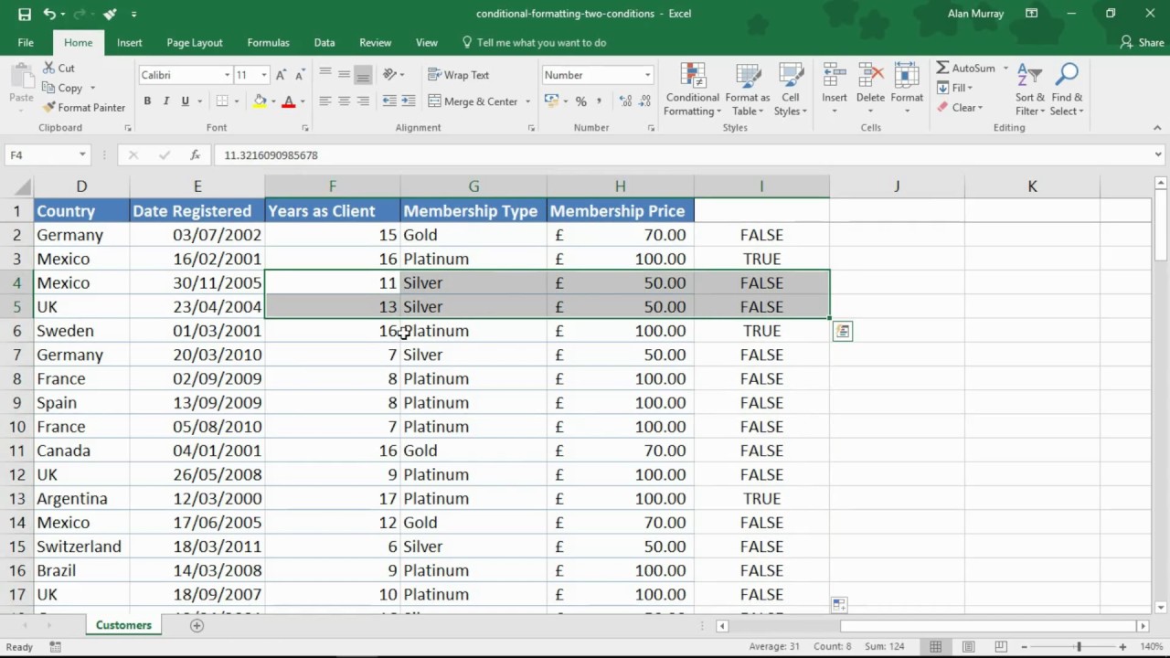 Video thumbnail for Conditional Formatting with Two Conditions - Excel Tip