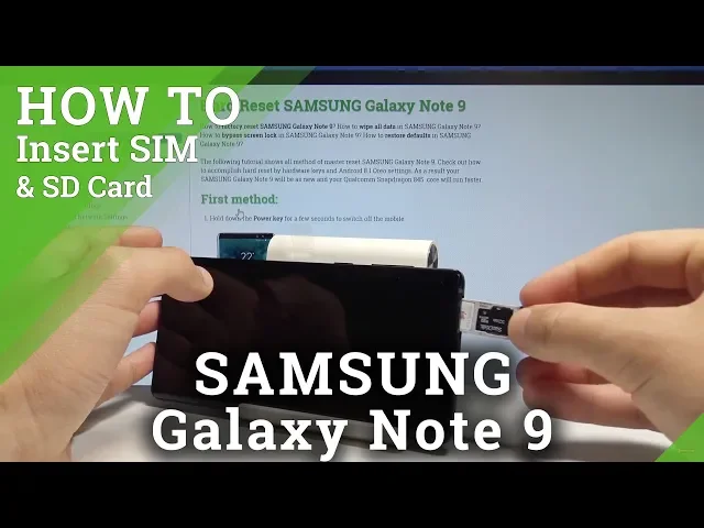 Video thumbnail for How to Insert Nano SIM and Micro SD in SAMSUNG Galaxy Note 9 - Set Up SIM & SD