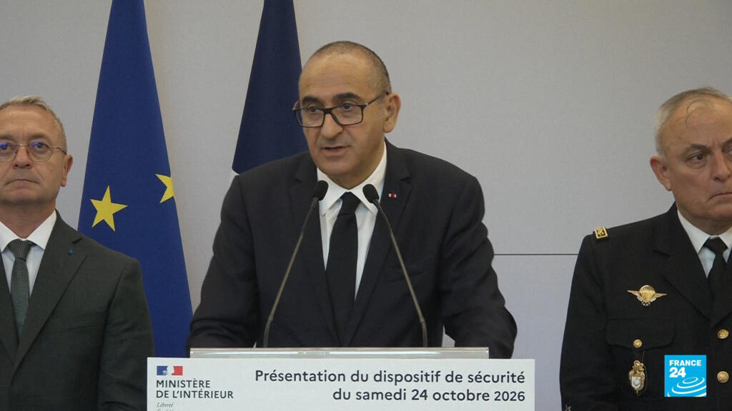 Video thumbnail for French Interior Minister holds presser on security arrangements ahead of protests