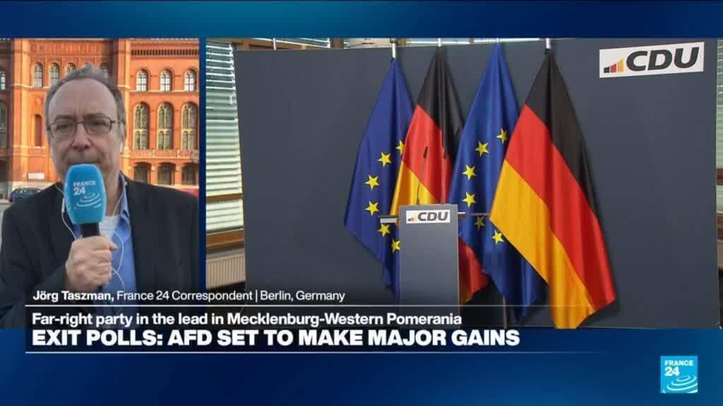 Video thumbnail for Exit polls show 'disaster' for Merz' CDU party in two state elections