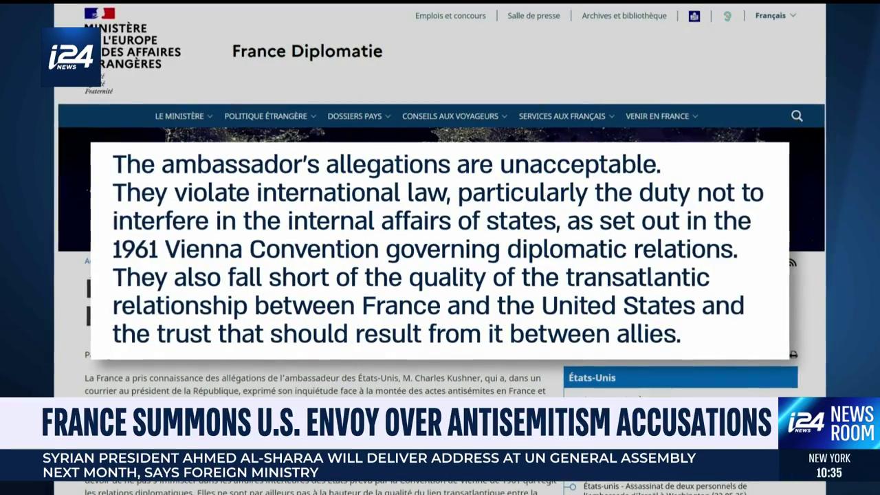 Video thumbnail for France summons U.S. envoy over Antisemitism accusations