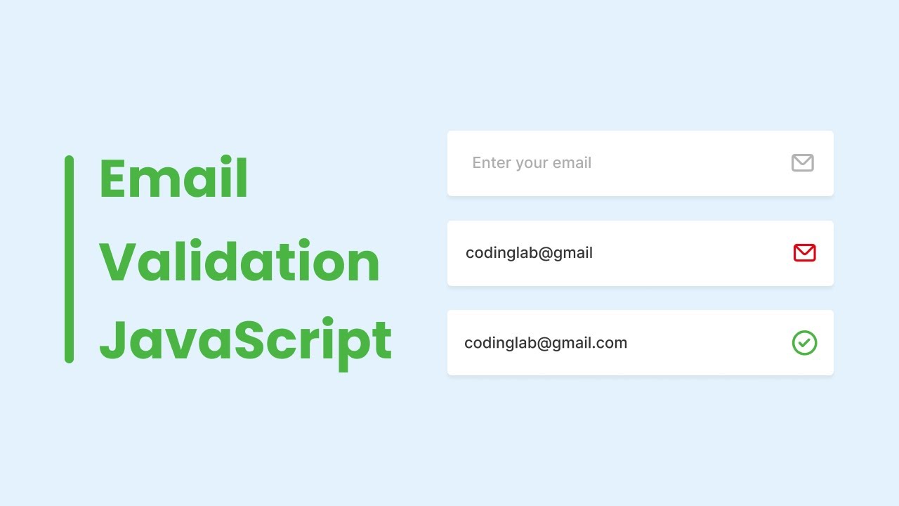 'Video thumbnail for How to Validate Email in HTML CSS & JavaScript _ Email Validation'