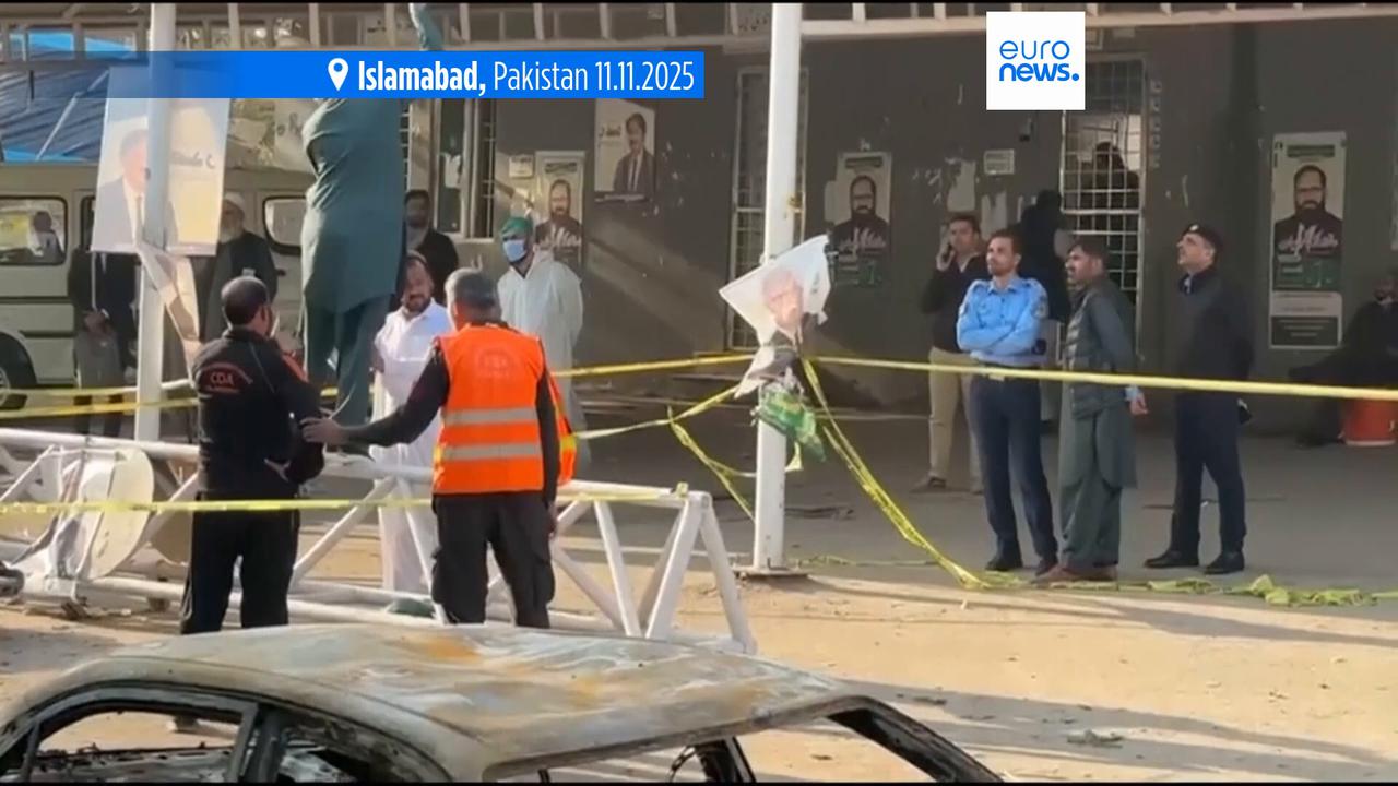 Video thumbnail for At least 12 killed in suicide bombing outside court in Islamabad, interior minister says