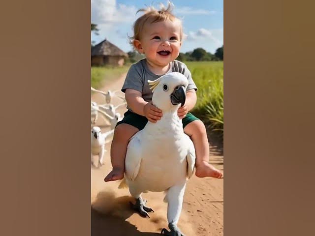 Video thumbnail for Cute Baby on Birds #redcrabs #crabsfields #eatingbugs