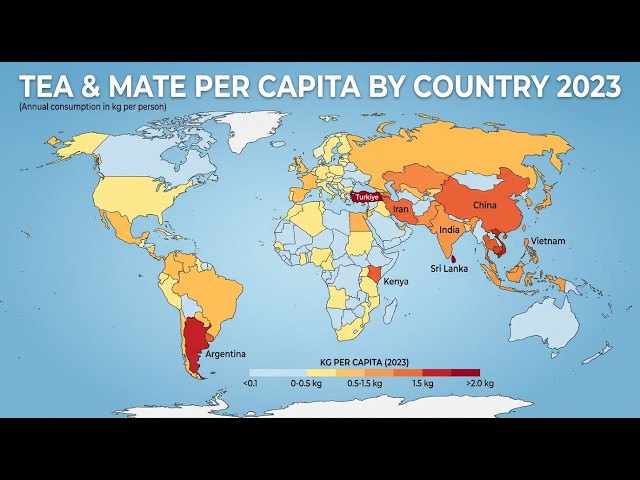 Video thumbnail for Tea Consumption Per Person by Country in 2023 and How It Changed Since 2010