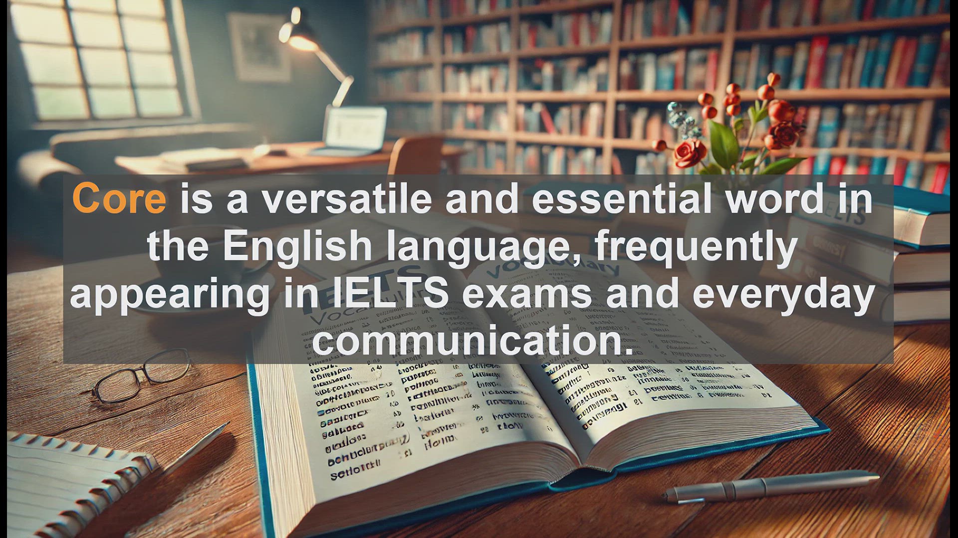 'Video thumbnail for 2500 Must Know IELTS 6.5 Vocabulary - Understanding 'Core': A Key Word for IELTS Success'