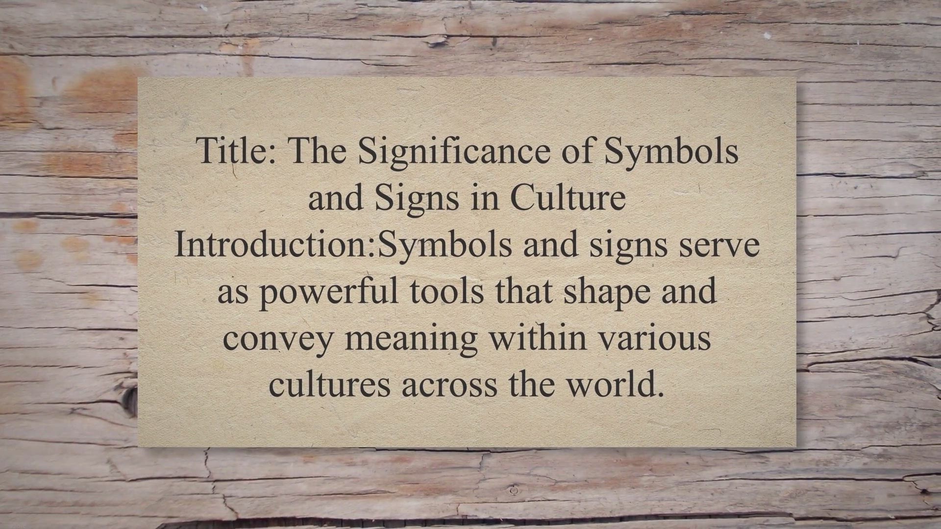 Video thumbnail for Significance of symbols and signs in culture