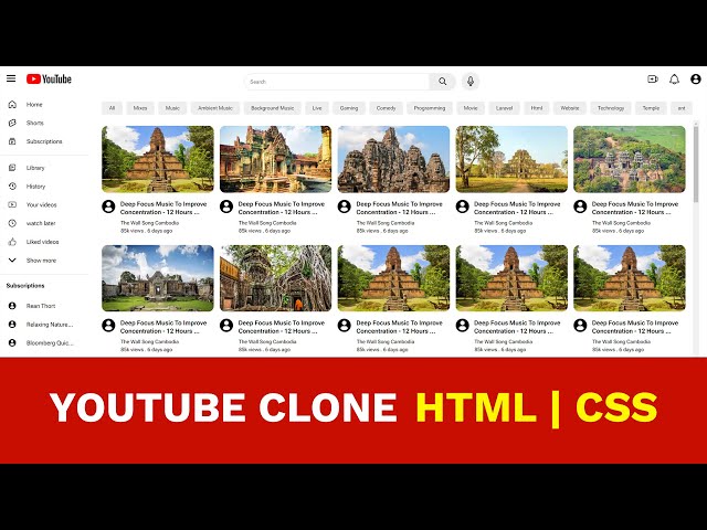 Video thumbnail for YouTube Clone | HTML & CSS