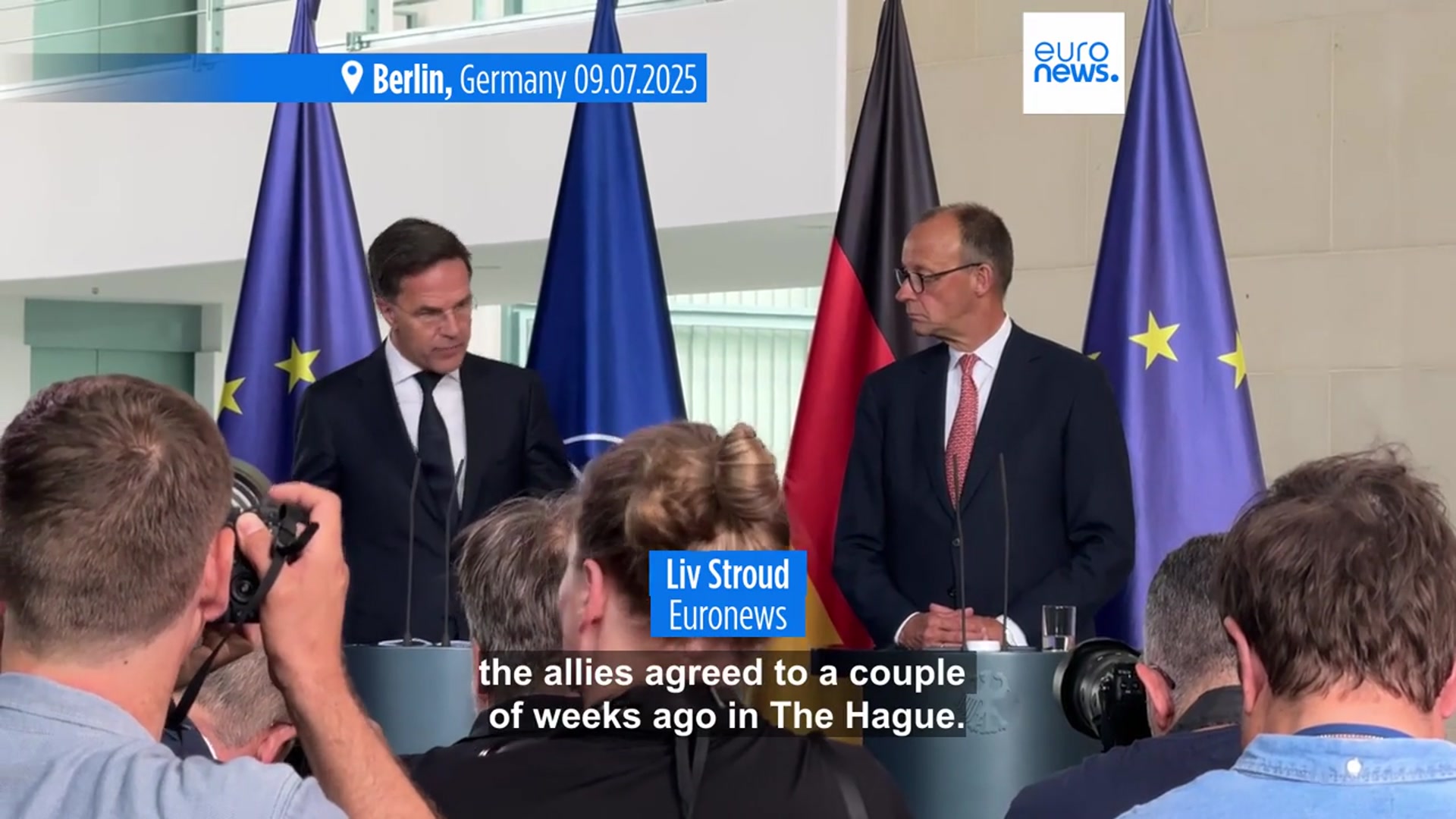 'Video thumbnail for Allies need to ramp up arms production, NATO's chief Mark Rutte says in Berlin'