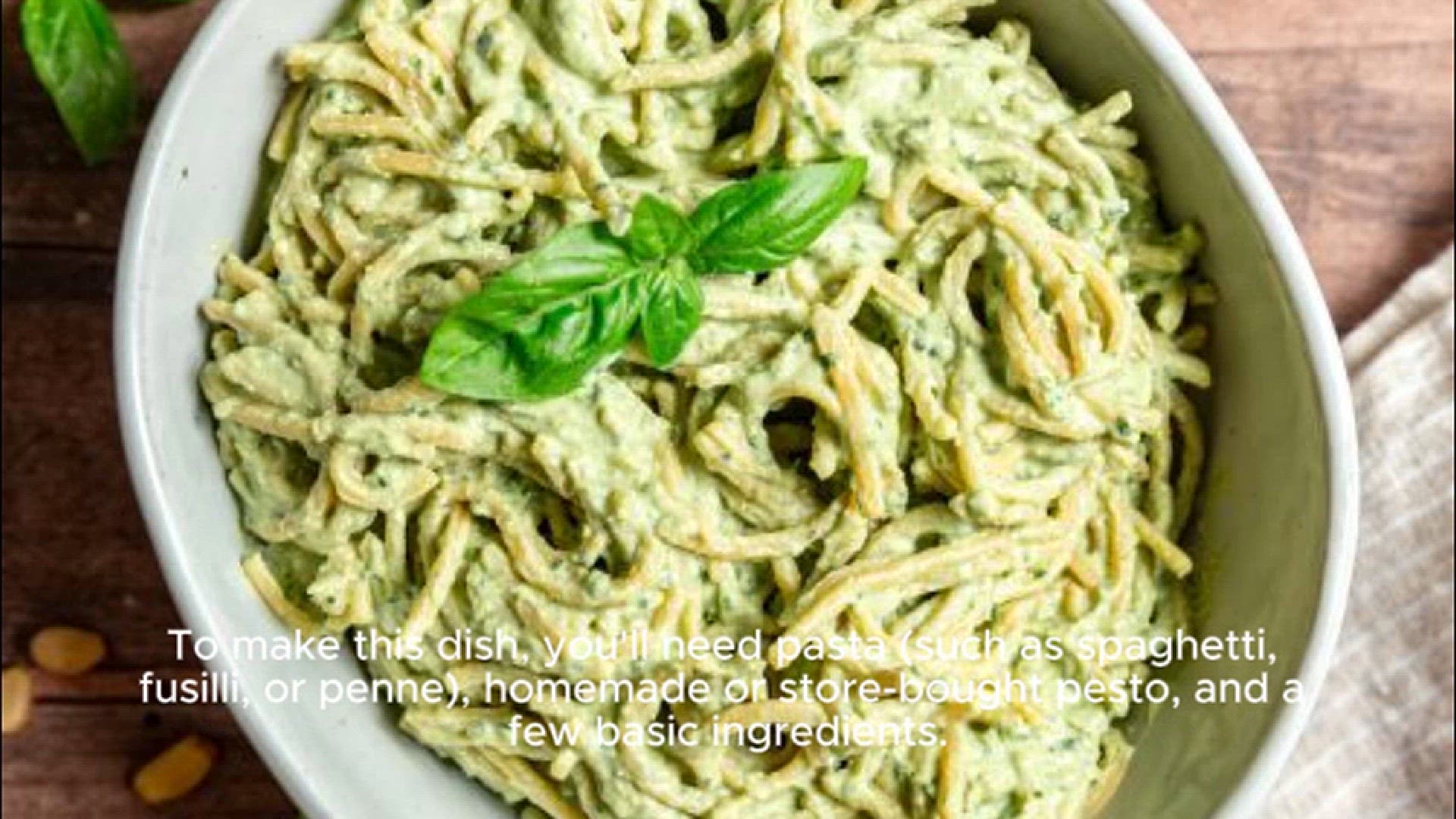 'Video thumbnail for pesto pasta recipe'