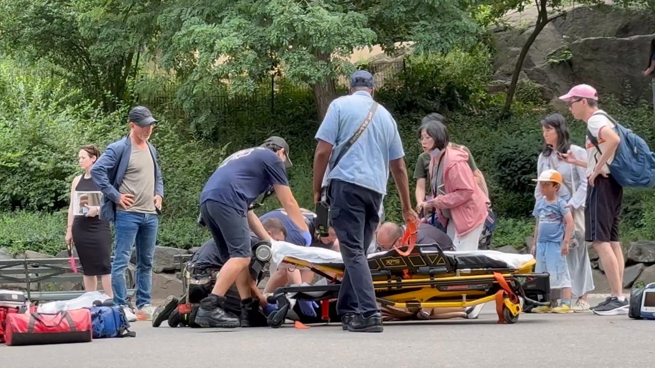 Video thumbnail for US: An Old Chinese Woman Hit By A Biker in Central Park.