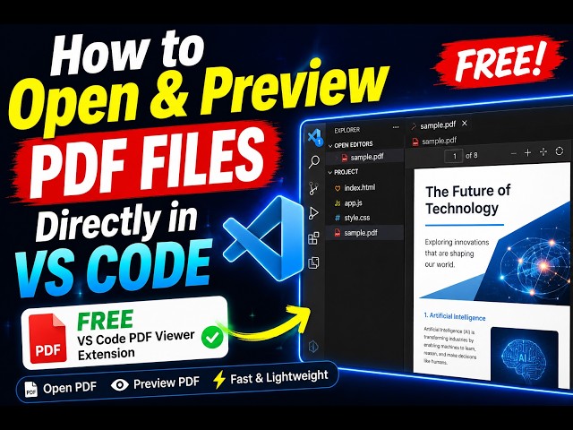 Video thumbnail for How to Open & Preview PDF Files Directly in Visual Studio Code – FREE VS Code PDF Viewer Extension
