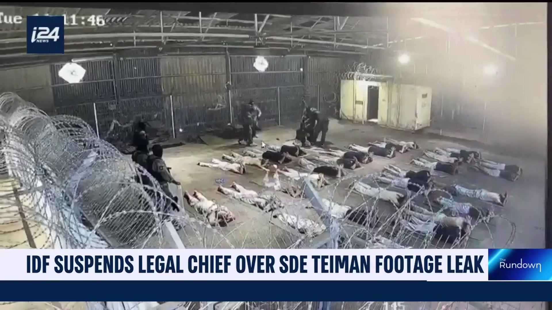 'Video thumbnail for IDF suspends legal chief over prison footage leak'