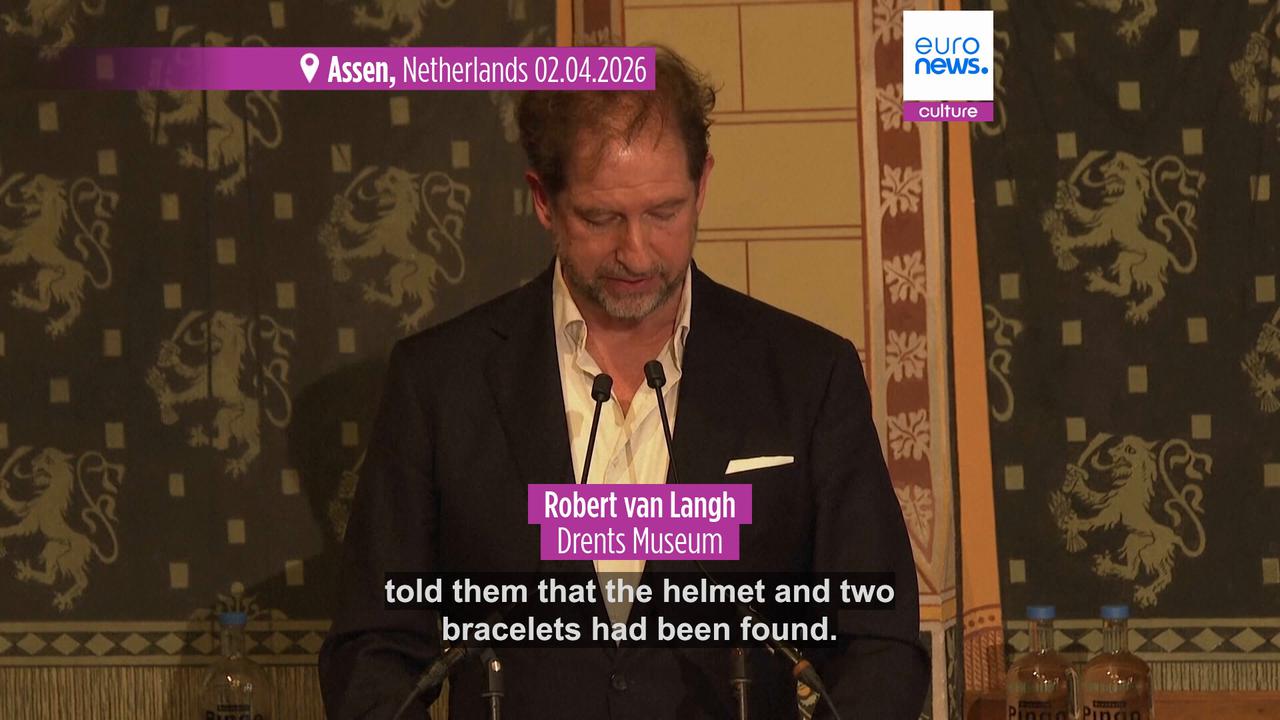 Video thumbnail for Priceless ancient golden helmet from Romania stolen from Dutch museum recovered