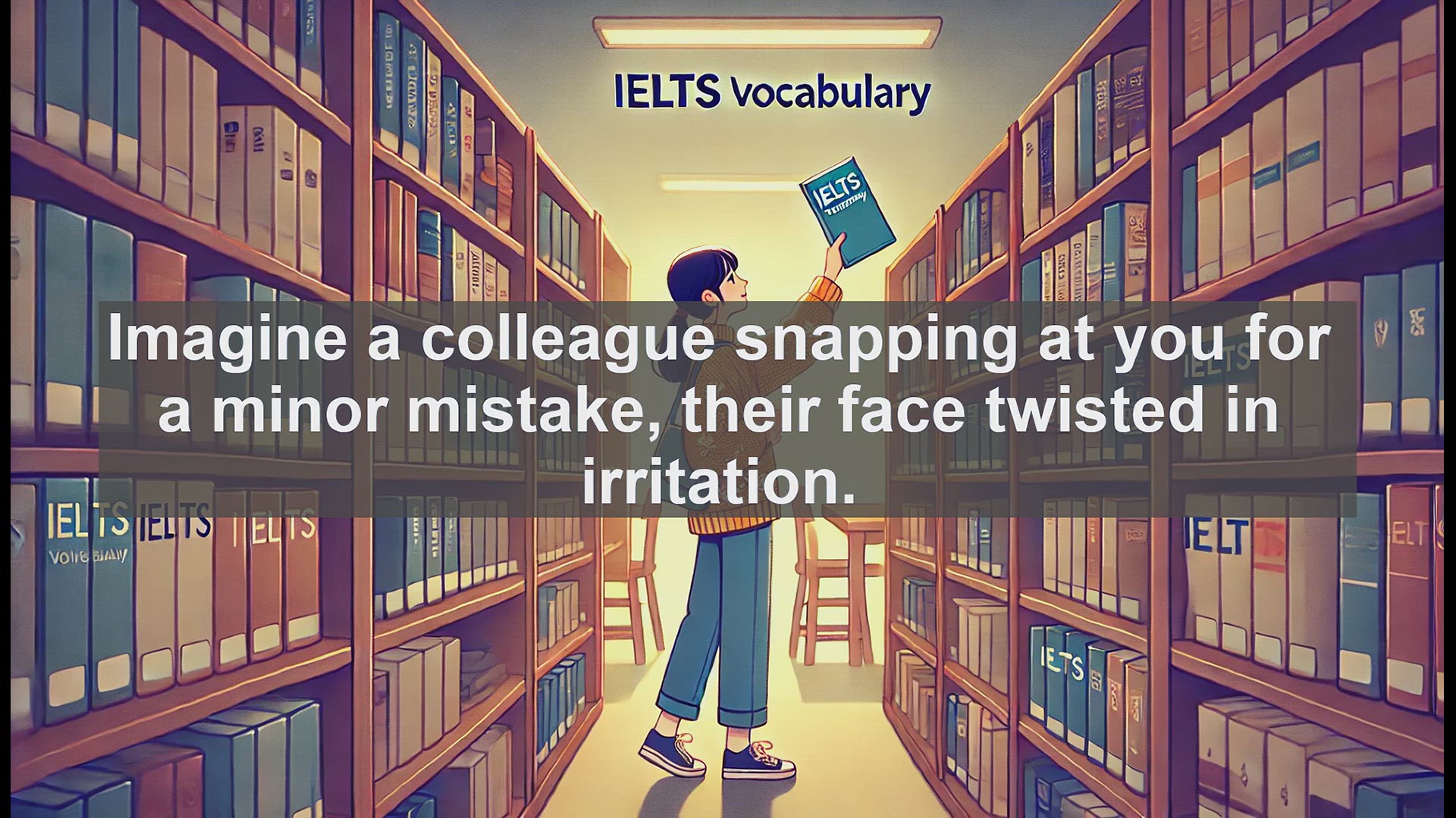 'Video thumbnail for 5000 Must Know IELTS 8.0 Vocabulary - Peevish: Understanding and Using This Tricky Adjective'