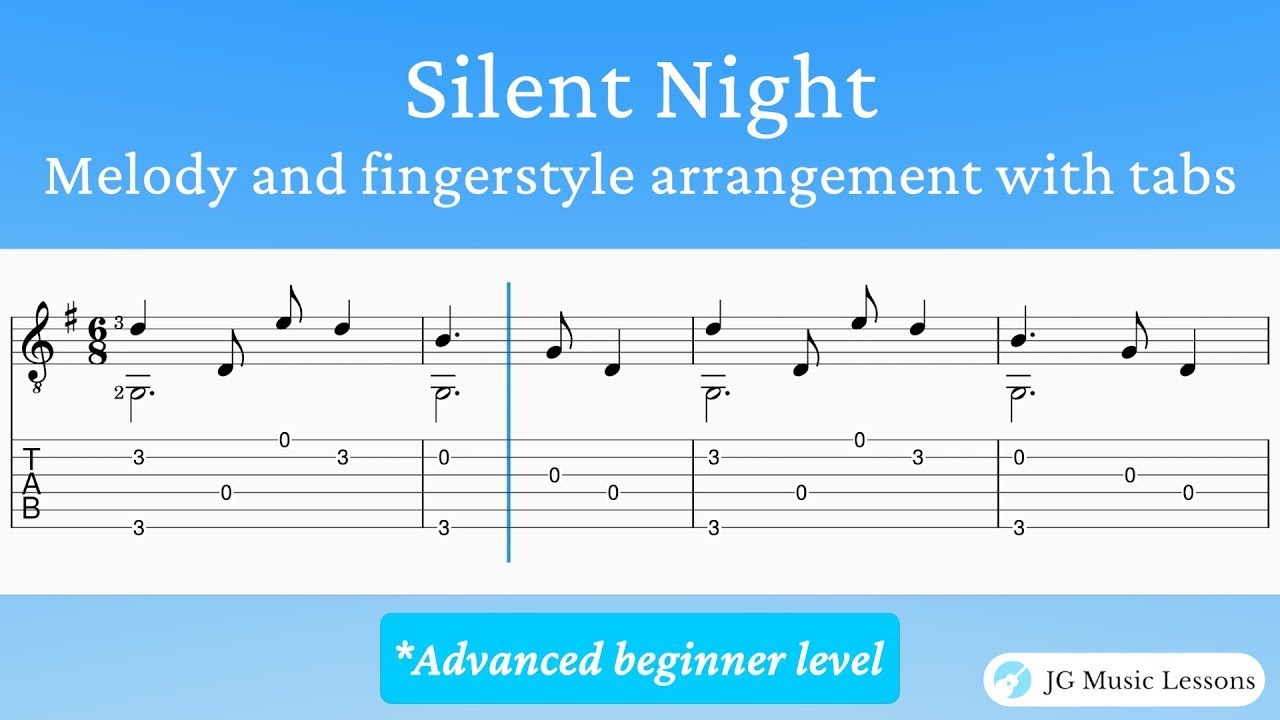 'Video thumbnail for Silent Night - Melody and finger-style arrangement with guitar tabs 🎄🎸'