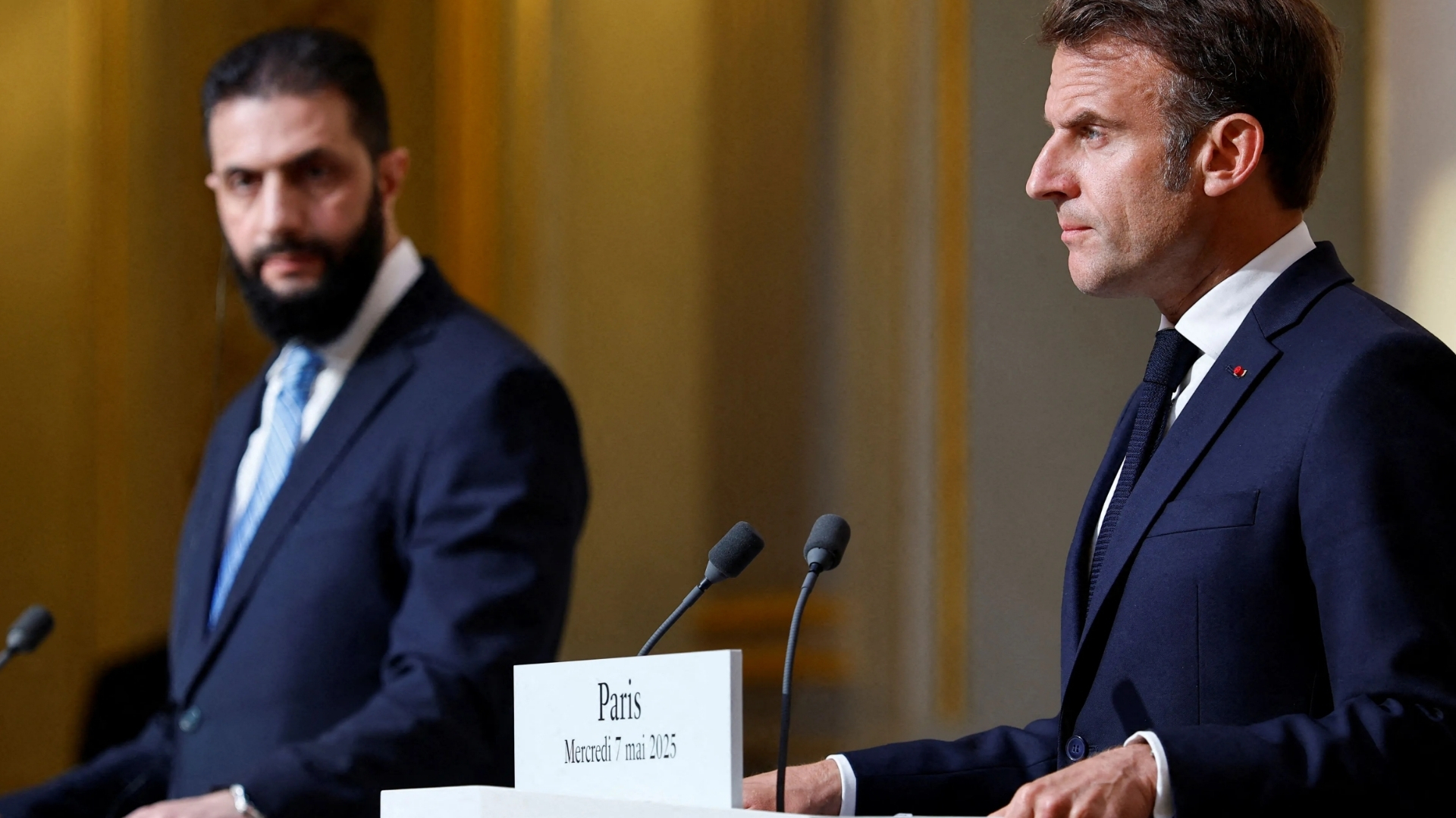 Video thumbnail for Macron visits Syria: Landmark trip rocked by explosions in Damascus