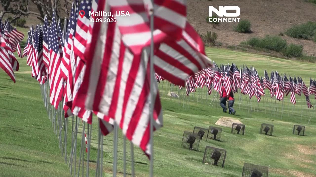 Video thumbnail for Thousands of flags honour 9/11 victims at Malibu university
