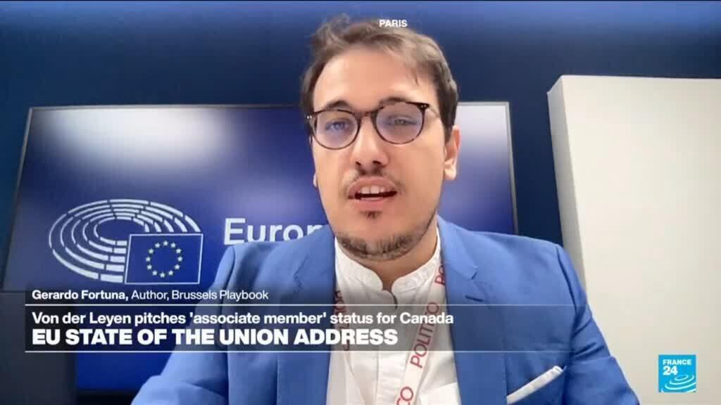 Video thumbnail for Von der Leyen pitches 'associate member' status for Canada: What does it mean for EU-US ties?