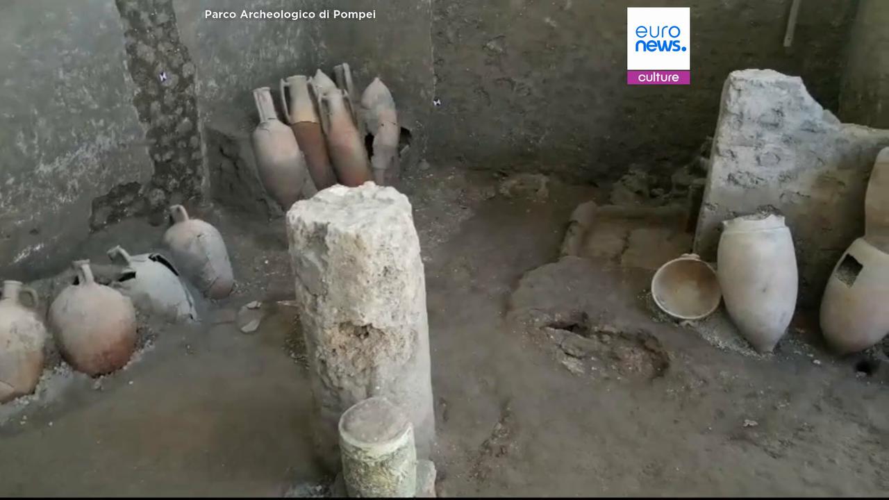 'Video thumbnail for Precious antique Egyptian vase found in Pompeii 'street food' area'